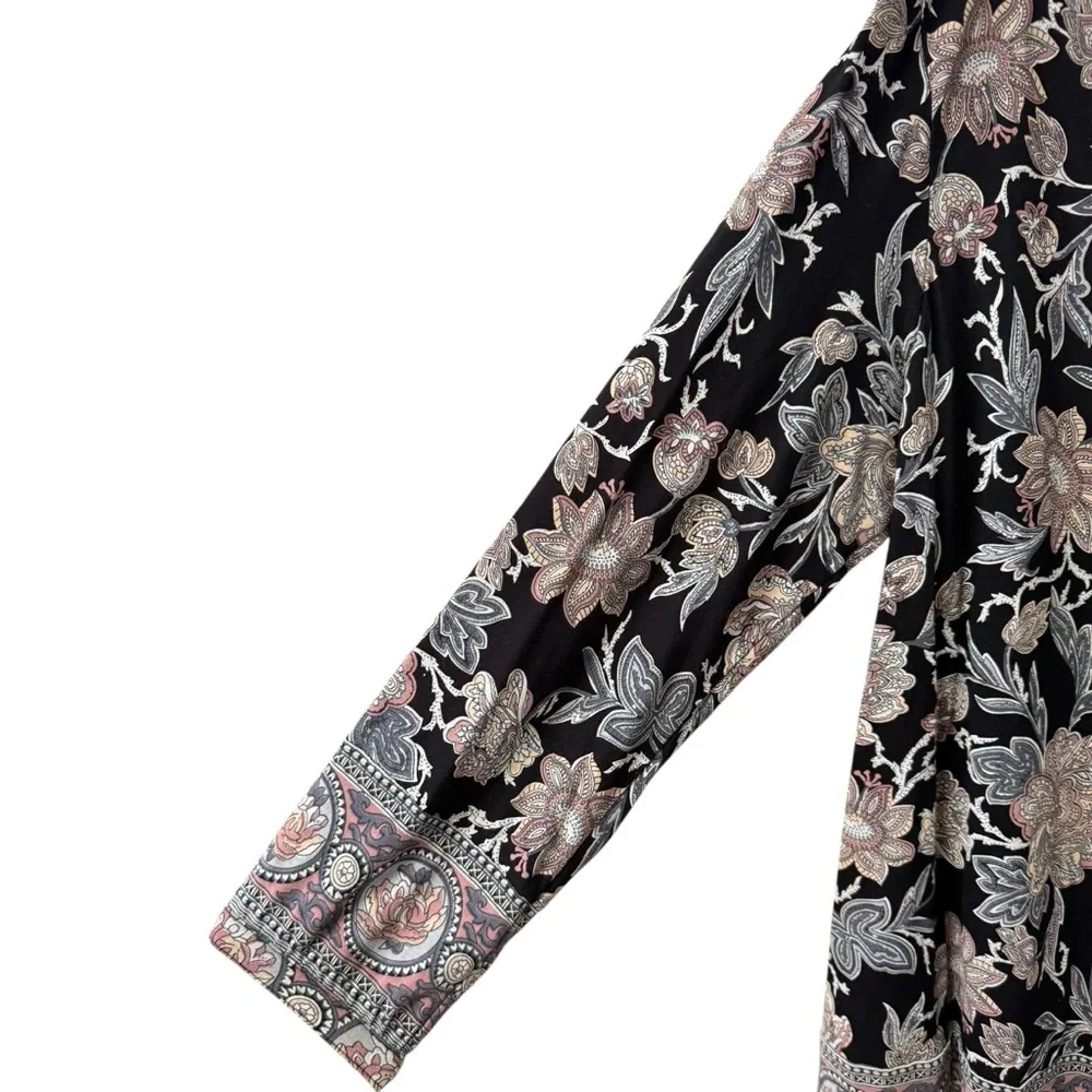 Bundle Lot of 2 Lucky Brand Boho Blouse Tops Size LG Blue‎ Black Floral Casual - Picture 3 of 11